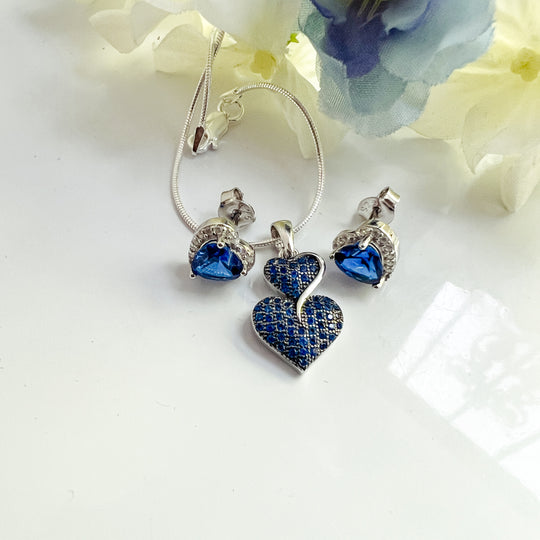 Celeste Blue Sapphire Necklace and Earring Set