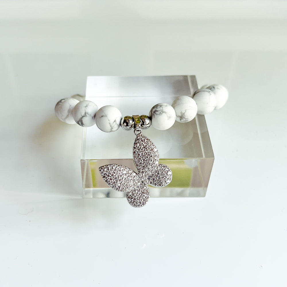 Caris Beaded Bracelet with large butterfly charm