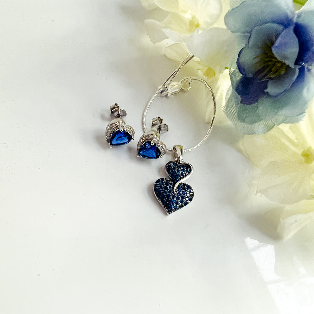 Celeste Blue Sapphire Necklace and Earring Set