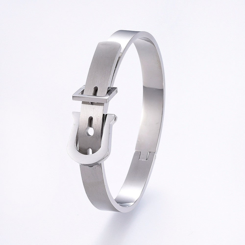 Briella Stainless Steel Buckle Bangle