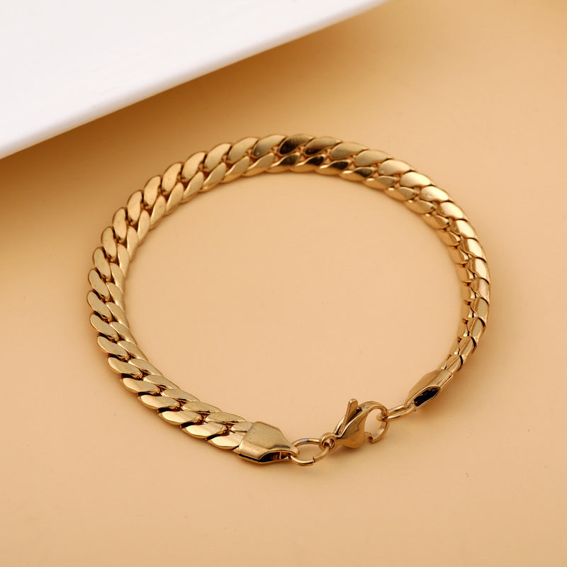 Yvette Stainless Steel Herringbone Chain Bracelet