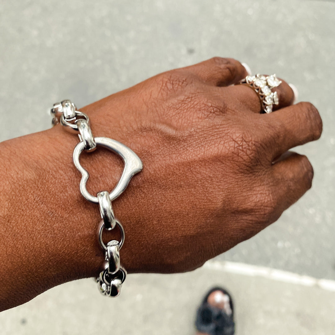 Amanda Stainless Steel Heart Necklace and Bracelet Set