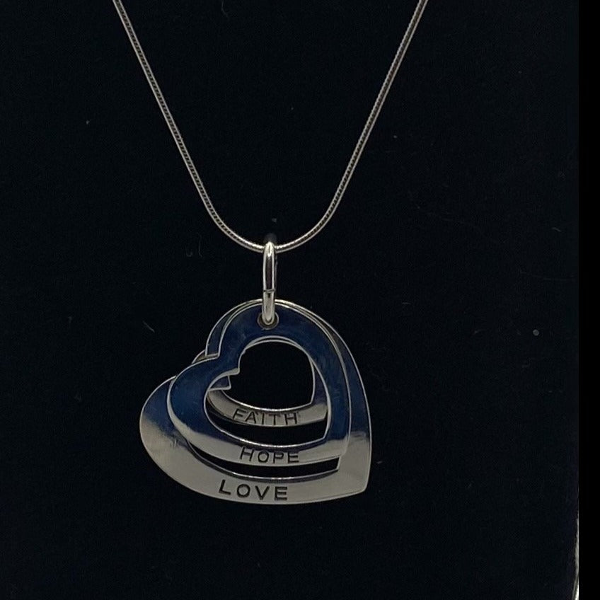 Faith Hope Love Sterling Silver Necklace