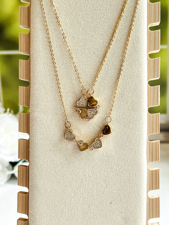 Oneika Clover Hearts Stainless Steel Necklace