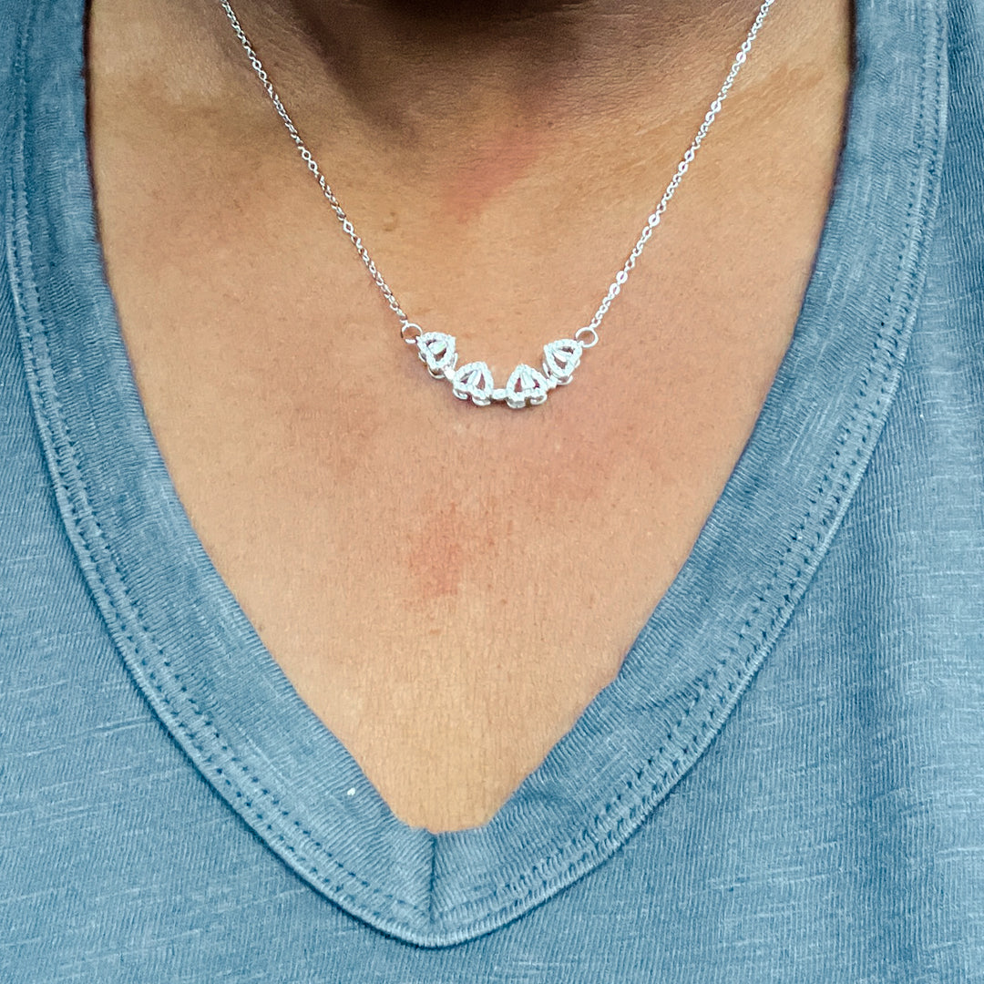 Oneika Clover Hearts Stainless Steel Necklace