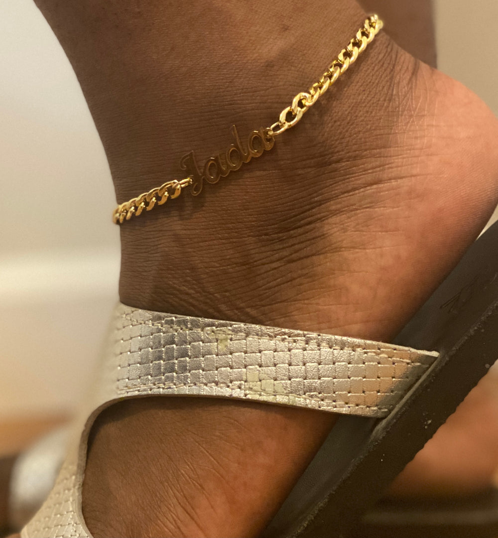 Personalized Cuban Link Name Anklet