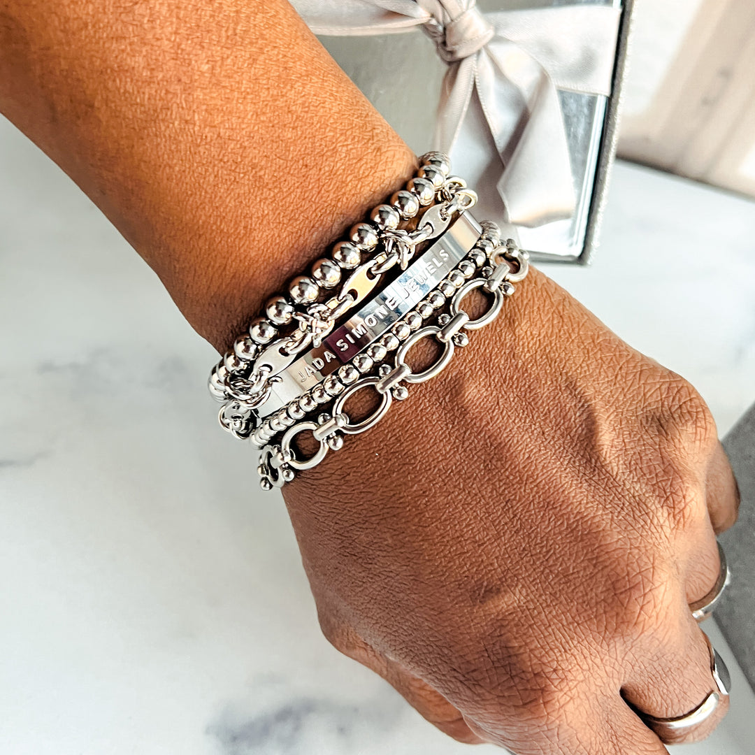 Chrisette Stainless Steel Bracelet Stack – Jada Simone Jewels