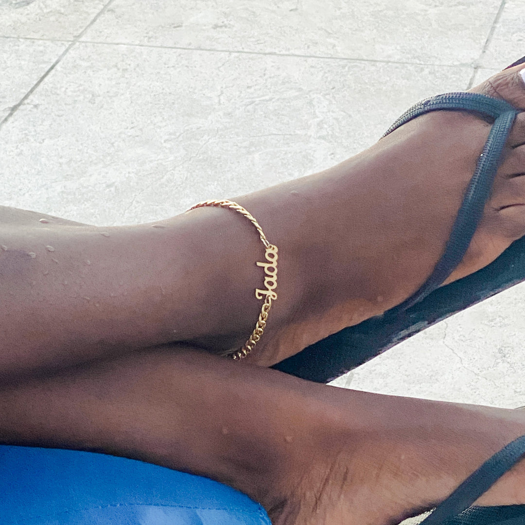 Personalized Cuban Link Name Anklet