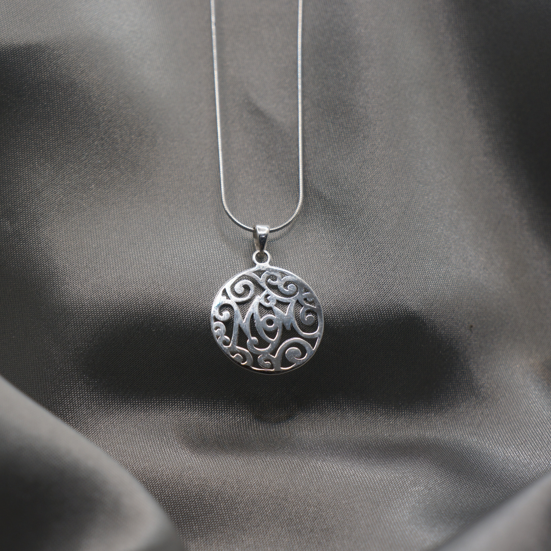Sterling Silver Mom Necklace
