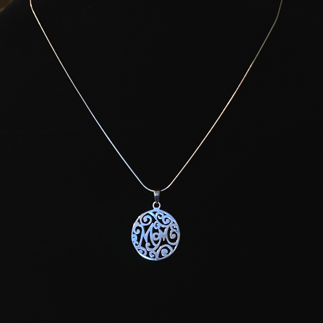 Sterling Silver Mom Necklace