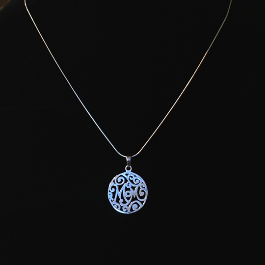 Sterling Silver Mom Necklace