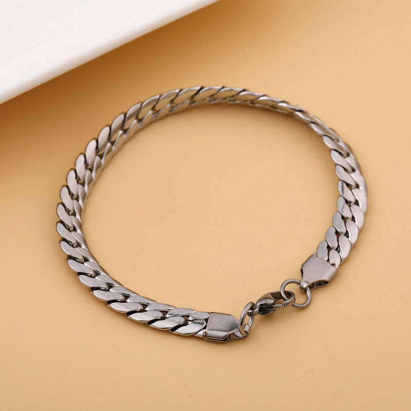 Yvette Stainless Steel Herringbone Chain Bracelet
