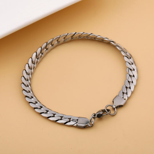 Yvette Stainless Steel Herringbone Chain Bracelet