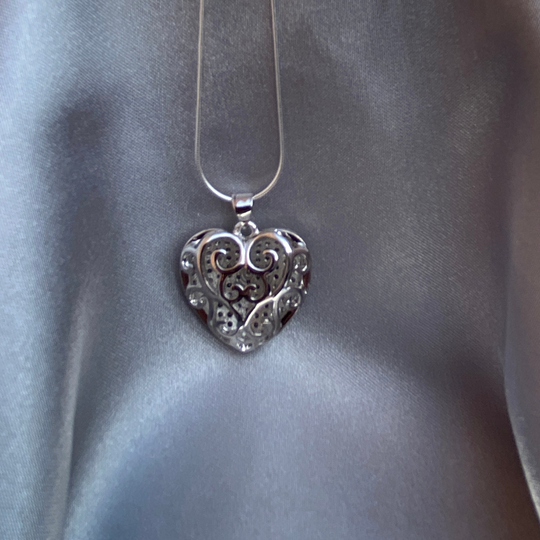 Sterling Silver  Necklace with Cubic Zirconia Heart