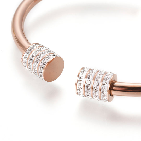 Terri Stainless Steel Cuff Bracelet with Rhinestones