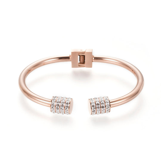 Terri Stainless Steel Cuff Bracelet with Rhinestones