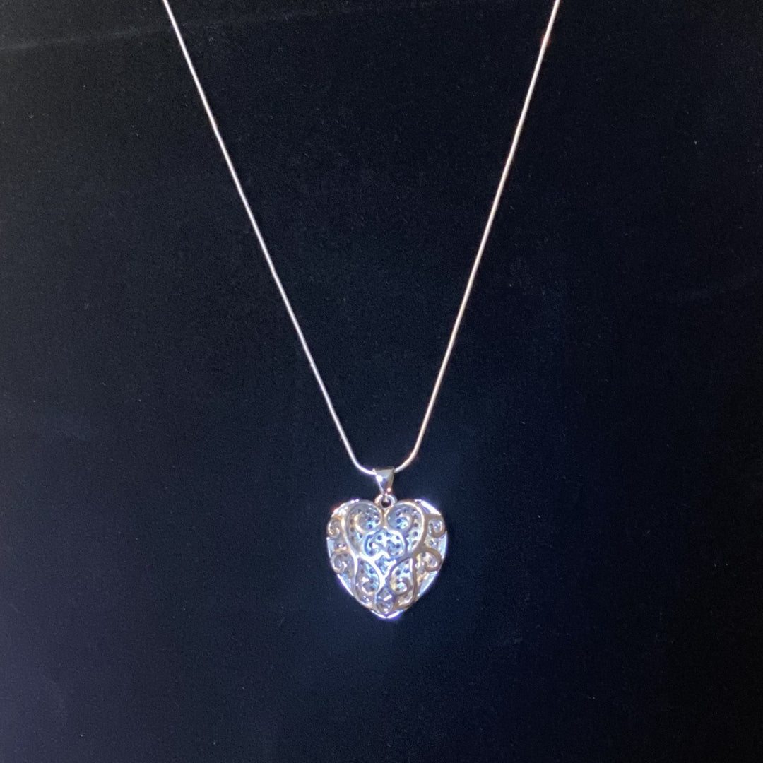 Sterling Silver  Necklace with Cubic Zirconia Heart
