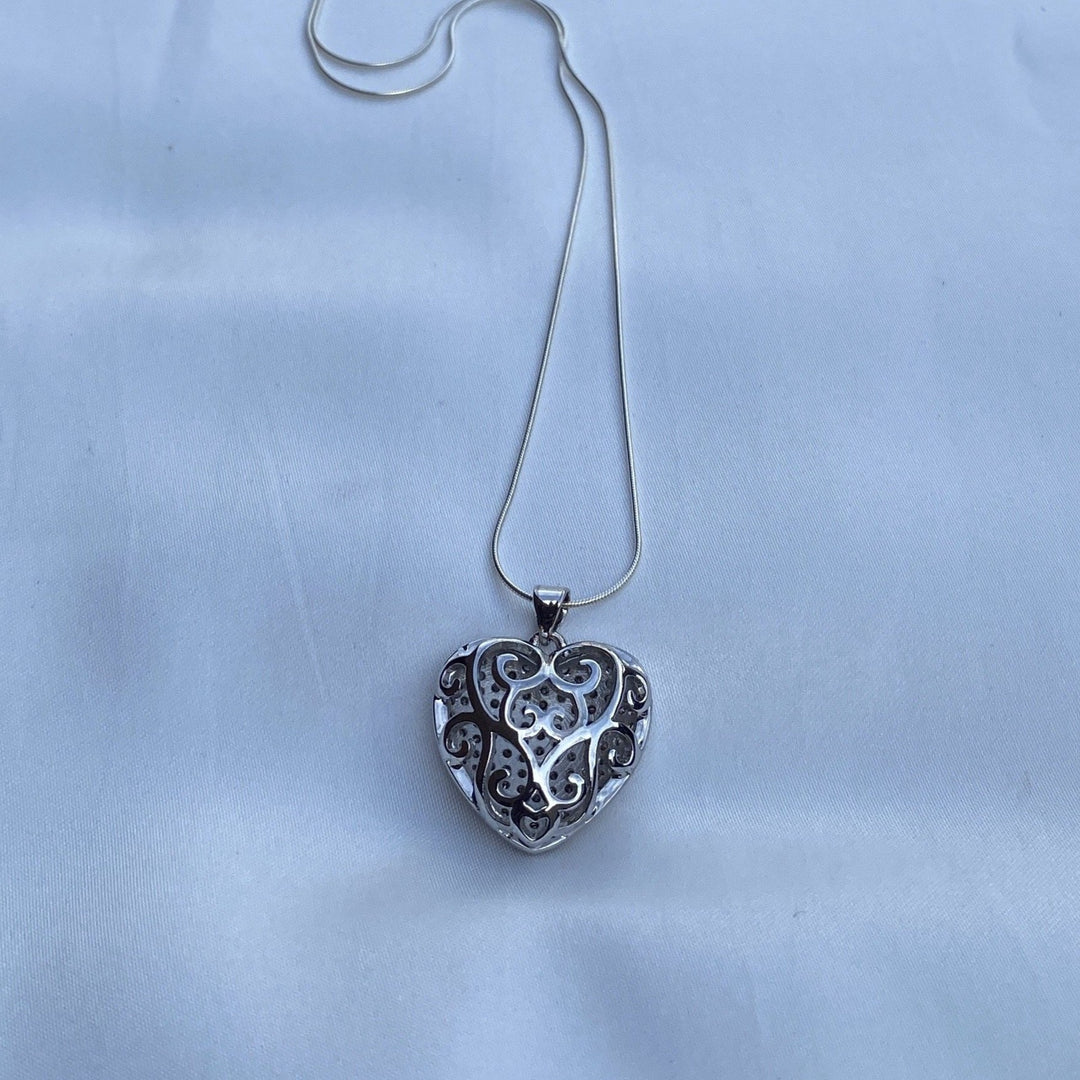 Sterling Silver  Necklace with Cubic Zirconia Heart
